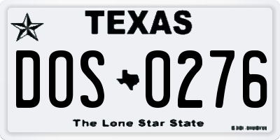 TX license plate DOS0276
