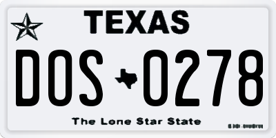 TX license plate DOS0278