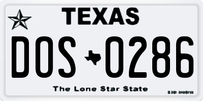 TX license plate DOS0286