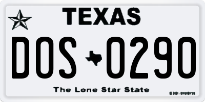 TX license plate DOS0290