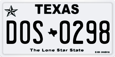 TX license plate DOS0298