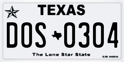 TX license plate DOS0304