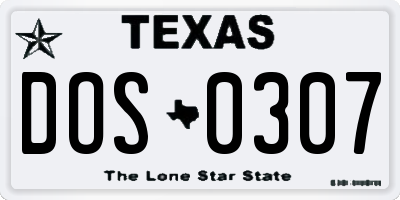 TX license plate DOS0307