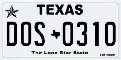 TX license plate DOS0310