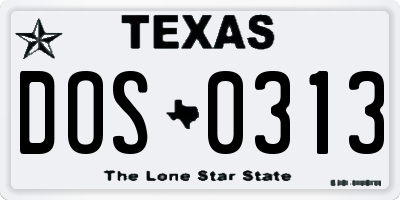 TX license plate DOS0313