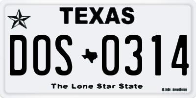 TX license plate DOS0314