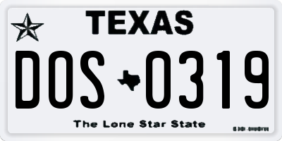 TX license plate DOS0319