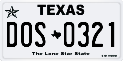 TX license plate DOS0321