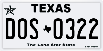 TX license plate DOS0322