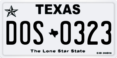 TX license plate DOS0323