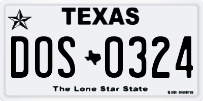 TX license plate DOS0324