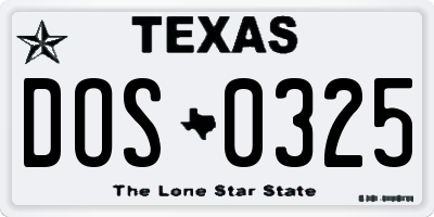 TX license plate DOS0325