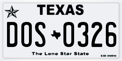 TX license plate DOS0326
