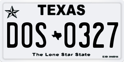 TX license plate DOS0327