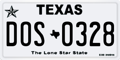 TX license plate DOS0328