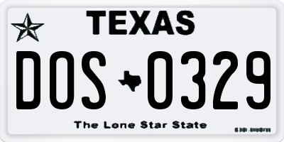 TX license plate DOS0329