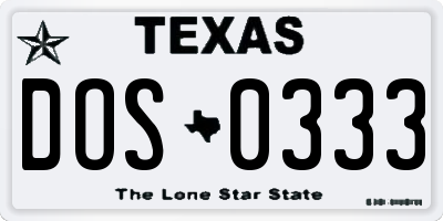 TX license plate DOS0333