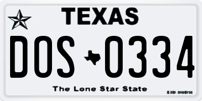 TX license plate DOS0334