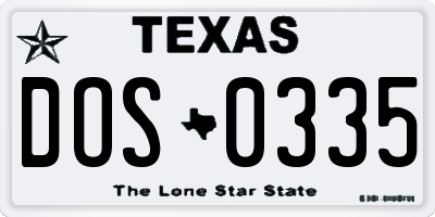 TX license plate DOS0335