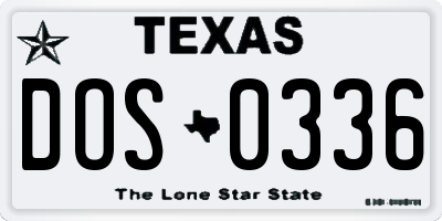 TX license plate DOS0336
