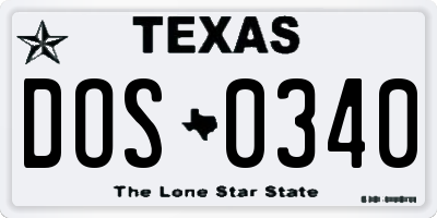 TX license plate DOS0340