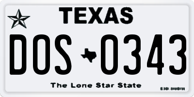 TX license plate DOS0343