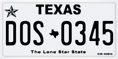 TX license plate DOS0345