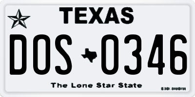 TX license plate DOS0346
