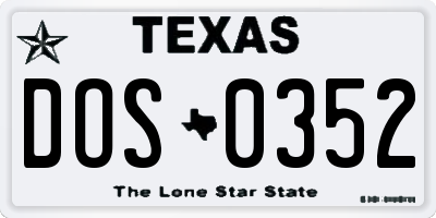 TX license plate DOS0352