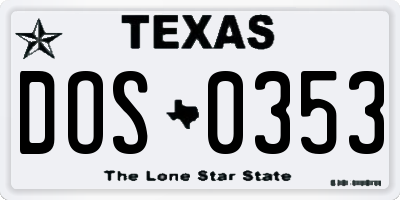 TX license plate DOS0353