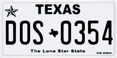 TX license plate DOS0354