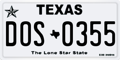 TX license plate DOS0355