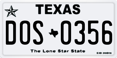 TX license plate DOS0356