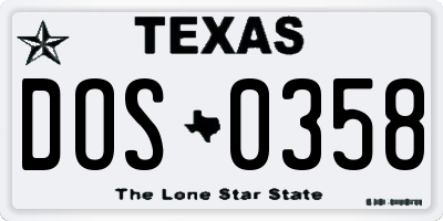 TX license plate DOS0358