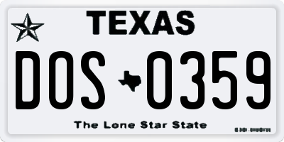 TX license plate DOS0359