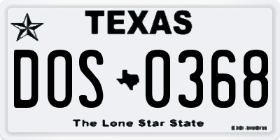 TX license plate DOS0368