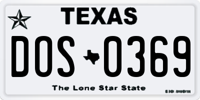 TX license plate DOS0369