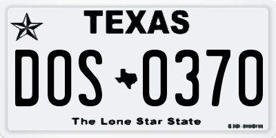 TX license plate DOS0370