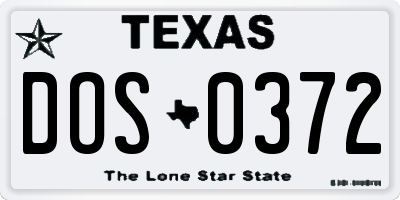 TX license plate DOS0372
