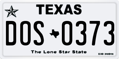 TX license plate DOS0373