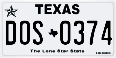 TX license plate DOS0374