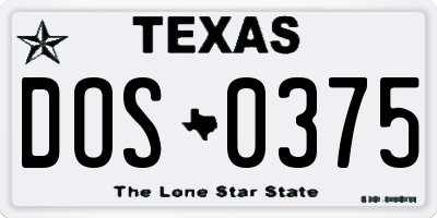 TX license plate DOS0375
