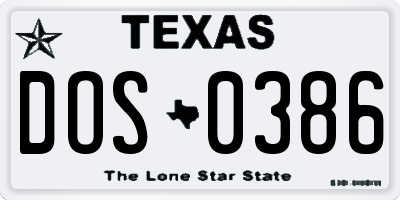 TX license plate DOS0386