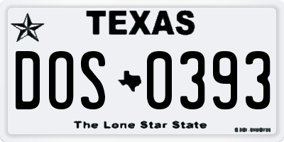 TX license plate DOS0393
