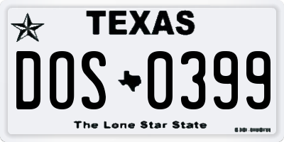TX license plate DOS0399