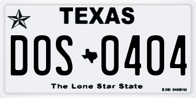 TX license plate DOS0404