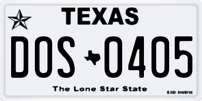 TX license plate DOS0405