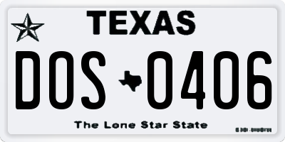 TX license plate DOS0406