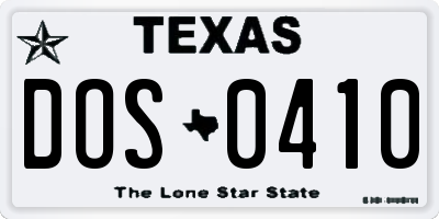 TX license plate DOS0410