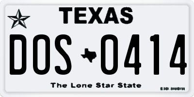 TX license plate DOS0414